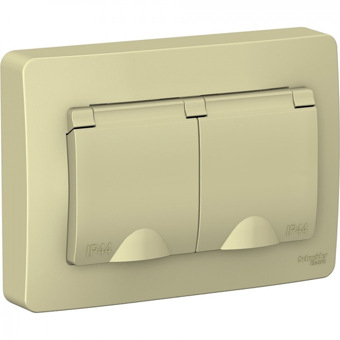 Розетка двойная SCHNEIDER ELECTRIC BLANCA IP44 с заземлением, со шторками, с крышками, 16А, 250В, бежевый BLNRS441127 Розетка двойная SCHNEIDER ELECTRIC BLANCA IP44 с заземлением, со шторками, с крышками, 16А, 250В, бежевый BLNRS441127