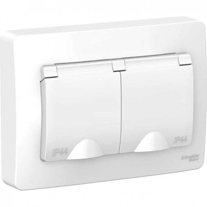 Розетка двойная SCHNEIDER ELECTRIC BLANCA IP44 с заземлением, со шторками, с крышками, 16А, 250В, белый BLNRS441121 Розетка двойная SCHNEIDER ELECTRIC BLANCA IP44 с заземлением, со шторками, с крышками, 16А, 250В, белый BLNRS441121