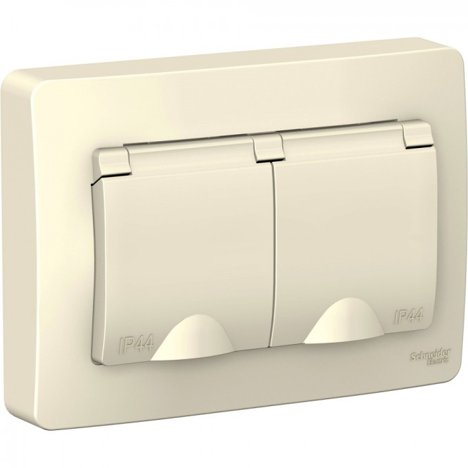 Розетка двойная SCHNEIDER ELECTRIC BLANCA IP44 с заземлением, со шторками, с крышками, 16А, 250В, молочный BLNRS441122 Розетка двойная SCHNEIDER ELECTRIC BLANCA IP44 с заземлением, со шторками, с крышками, 16А, 250В, молочный BLNRS441122