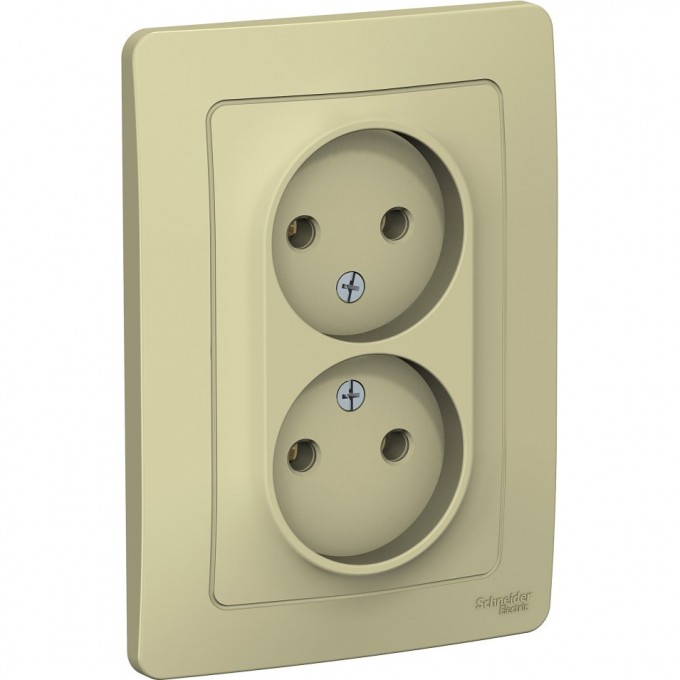 Розетка двойная SCHNEIDER ELECTRIC BLANCA с/у без заземления, без шторок, 16А, 250В, бежевый BLNRS000027 Розетка двойная SCHNEIDER ELECTRIC BLANCA с/у без заземления, без шторок, 16А, 250В, бежевый BLNRS000027