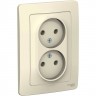 Розетка двойная SCHNEIDER ELECTRIC BLANCA с/у без заземления, без шторок, 16А, 250В, молочный BLNRS000022