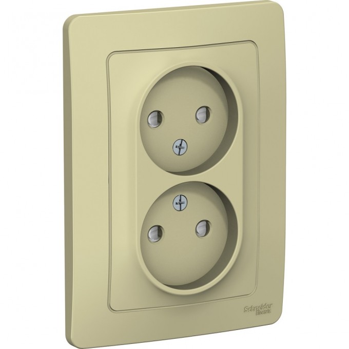 Розетка двойная SCHNEIDER ELECTRIC BLANCA с/у без заземления, со шторками, 16А, 250В, бежевый BLNRS000127 Розетка двойная SCHNEIDER ELECTRIC BLANCA с/у без заземления, со шторками, 16А, 250В, бежевый BLNRS000127