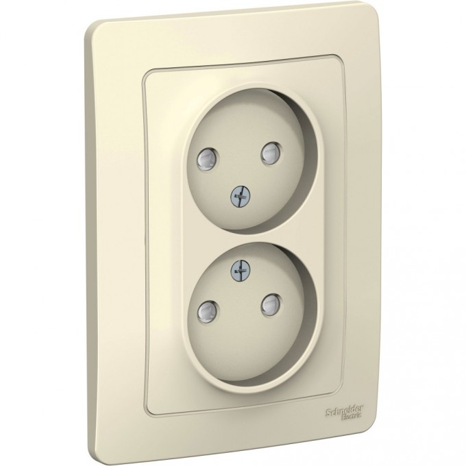 Розетка двойная SCHNEIDER ELECTRIC BLANCA с/у без заземления, со шторками, 16А, 250В, молочный BLNRS000122 Розетка двойная SCHNEIDER ELECTRIC BLANCA с/у без заземления, со шторками, 16А, 250В, молочный BLNRS000122
