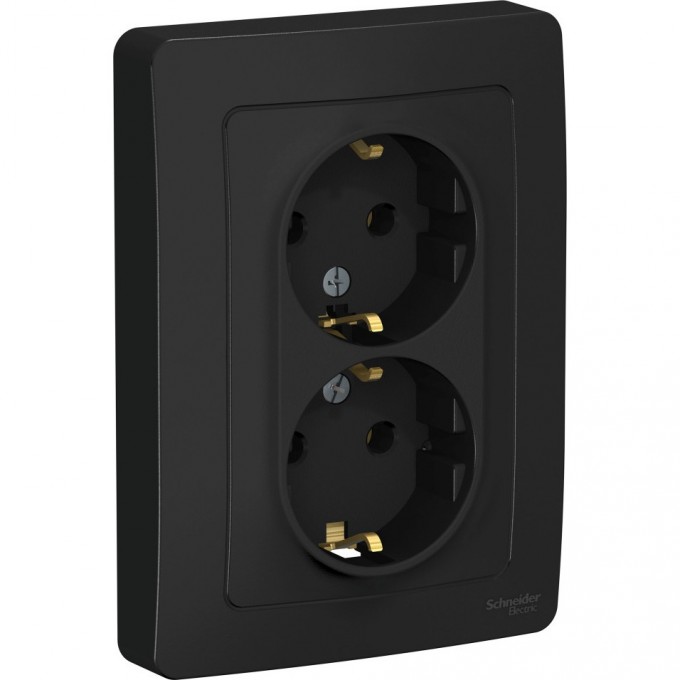 Розетка двойная SCHNEIDER ELECTRIC BLANCA с/у, с заземлением, без шторок, 16А, 250В, антрацит BLNRS001026 Розетка двойная SCHNEIDER ELECTRIC BLANCA с/у, с заземлением, без шторок, 16А, 250В, антрацит BLNRS001026