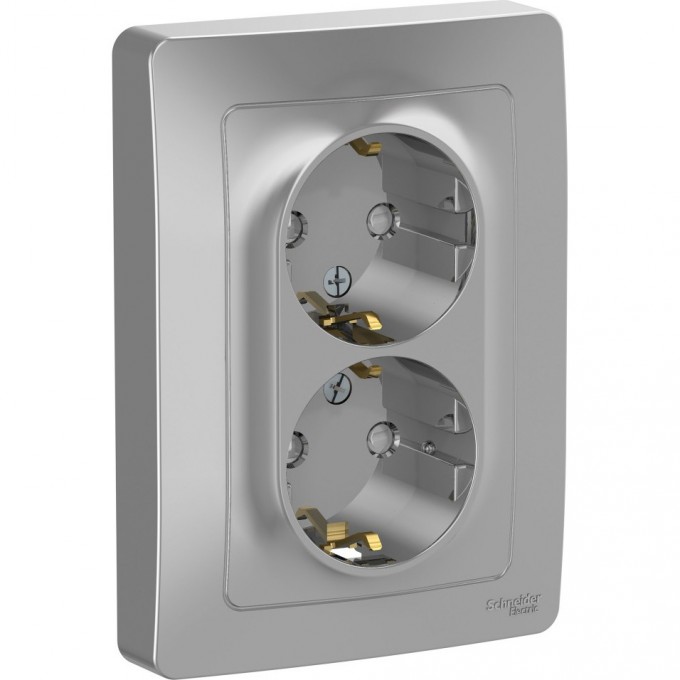 Розетка двойная SCHNEIDER ELECTRIC BLANCA с/у, с заземлением, со шторками, 16А, 250В, алюминий BLNRS001123 Розетка двойная SCHNEIDER ELECTRIC BLANCA с/у, с заземлением, со шторками, 16А, 250В, алюминий BLNRS001123