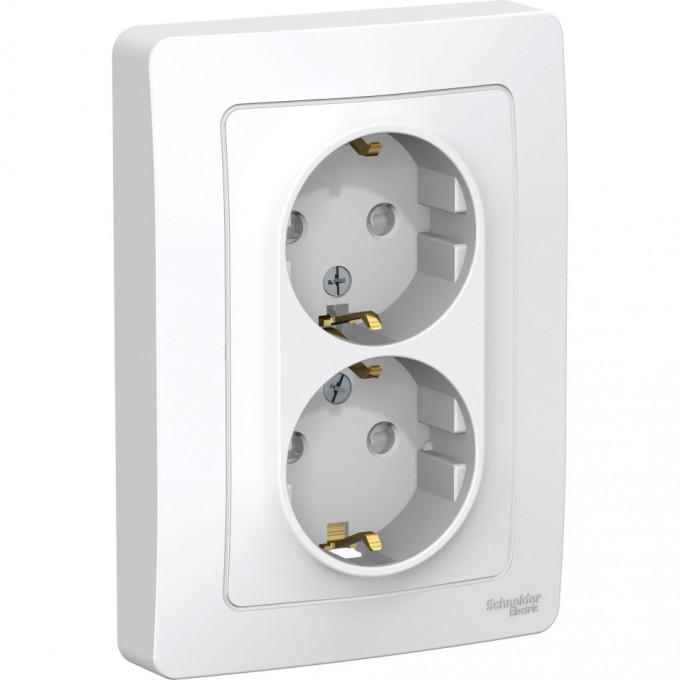 Розетка двойная SCHNEIDER ELECTRIC BLANCA с/у, с заземлением, со шторками, 16А, 250В, белый BLNRS001121 Розетка двойная SCHNEIDER ELECTRIC BLANCA с/у, с заземлением, со шторками, 16А, 250В, белый BLNRS001121