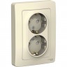 Розетка двойная SCHNEIDER ELECTRIC BLANCA с/у, с заземлением, со шторками, 16А, 250В, молочный BLNRS001122