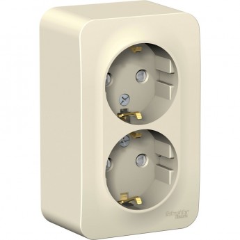 Розетка двойная SCHNEIDER ELECTRIC BLANCA с заземлением, со шторками, с изолирующей пластиной, 16А, 250В, молочный