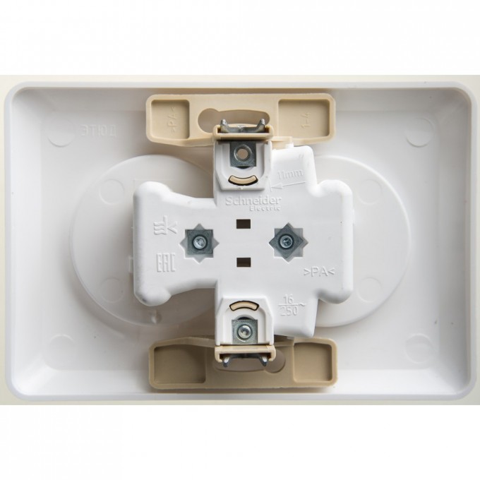 Розетка двойная SCHNEIDER ELECTRIC ЭТЮД С/У без заземления без шторок 16А 250B, белый, Россия PC16-105B Розетка двойная SCHNEIDER ELECTRIC ЭТЮД С/У без заземления без шторок 16А 250B, белый, Россия PC16-105B