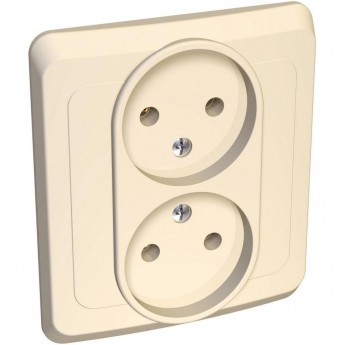 Розетка двойная SCHNEIDER ELECTRIC ЭТЮД С/У без заземления без шторок 16А 250B, кремовый, Россия