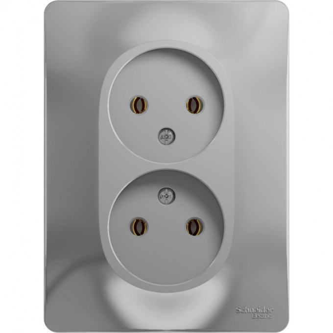 Розетка двойная SCHNEIDER ELECTRIC GLOSSA без заземления, в сборе, алюминий GSL000320 Розетка двойная SCHNEIDER ELECTRIC GLOSSA без заземления, в сборе, алюминий GSL000320