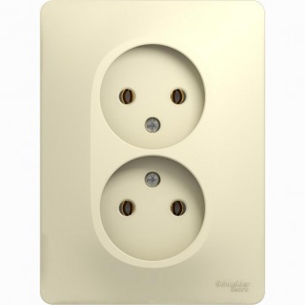 Розетка двойная SCHNEIDER ELECTRIC GLOSSA без заземления, в сборе, бежевый
