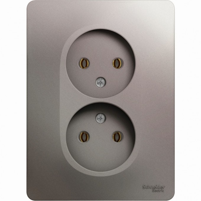 Розетка двойная SCHNEIDER ELECTRIC GLOSSA без заземления, в сборе, платина GSL001220 Розетка двойная SCHNEIDER ELECTRIC GLOSSA без заземления, в сборе, платина GSL001220