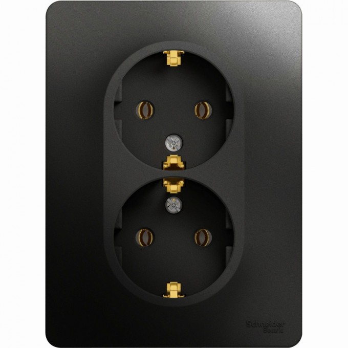 Розетка двойная SCHNEIDER ELECTRIC GLOSSA с заземлением, в сборе, антрацит GSL000724 Розетка двойная SCHNEIDER ELECTRIC GLOSSA с заземлением, в сборе, антрацит GSL000724
