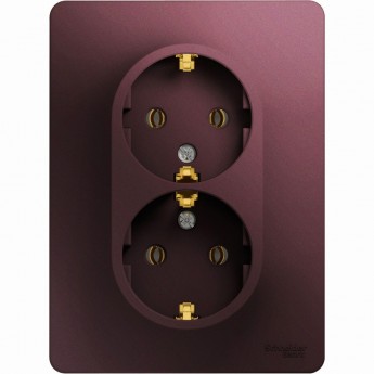 Розетка двойная SCHNEIDER ELECTRIC GLOSSA с заземлением, в сборе, баклажановый