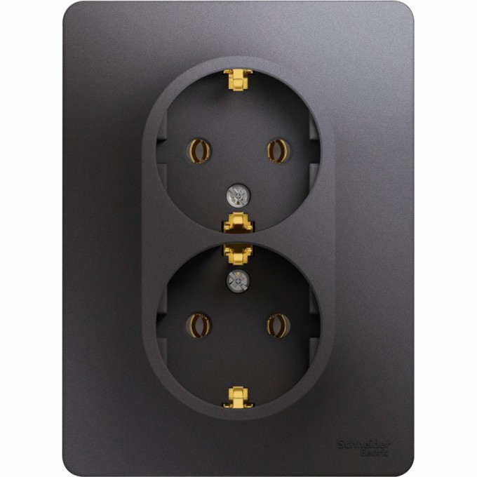 Розетка двойная SCHNEIDER ELECTRIC GLOSSA с заземлением, в сборе, графит GSL001324 Розетка двойная SCHNEIDER ELECTRIC GLOSSA с заземлением, в сборе, графит GSL001324
