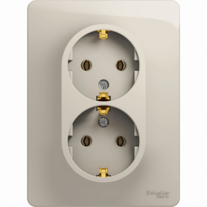 Розетка двойная SCHNEIDER ELECTRIC GLOSSA с заземлением, в сборе, молочный GSL000924 Розетка двойная SCHNEIDER ELECTRIC GLOSSA с заземлением, в сборе, молочный GSL000924