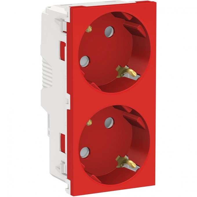 Розетка двойная SCHNEIDER ELECTRIC UNICA MODULAR, со шторками, с заземлением, с винтовыми зажимами, красный NU306703A Розетка двойная SCHNEIDER ELECTRIC UNICA MODULAR, со шторками, с заземлением, с винтовыми зажимами, красный NU306703A
