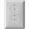 Розетка двойная SCHNEIDER ELECTRIC W59 с заземлением со шторками, 16А, в сборе, матовый хром RS16-255-58
