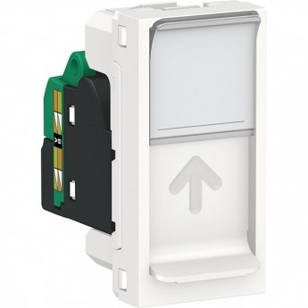 Розетка компьютерная SCHNEIDER ELECTRIC UNICA MODULAR, RJ45, одиночная, кат. 5е UTP, 1 модуль,белый