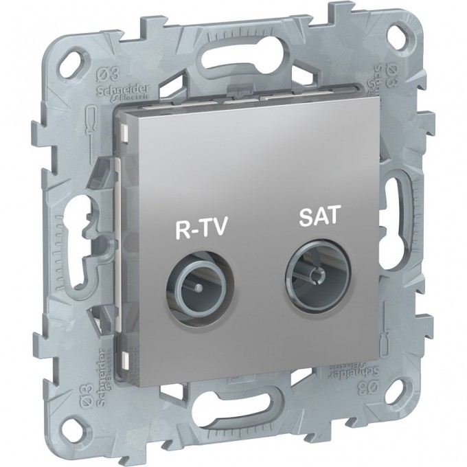 Розетка R-TV/SAT SCHNEIDER ELECTRIC UNICA NEW, проходная, алюминий NU545630