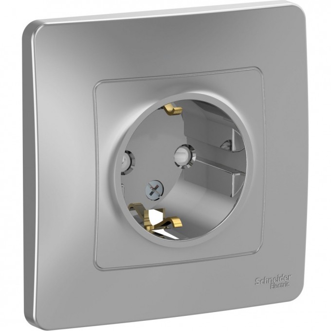 Розетка SCHNEIDER ELECTRIC BLANCA с/у, с заземлением, со шторками, 16А, 250В, алюминий BLNRS001113 Розетка SCHNEIDER ELECTRIC BLANCA с/у, с заземлением, со шторками, 16А, 250В, алюминий BLNRS001113