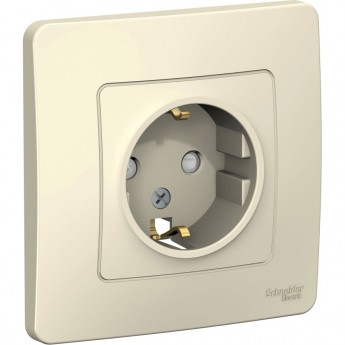 Розетка SCHNEIDER ELECTRIC BLANCA с/у, с заземлением, со шторками, 16А, 250В, молочный