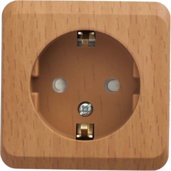 Розетка SCHNEIDER ELECTRIC ЭТЮД с заземлением со шторками 16А 250B, бук, Россия