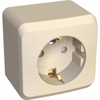 Розетка SCHNEIDER ELECTRIC ЭТЮД с заземлением со шторками 16А 250B, кремовый, Россия