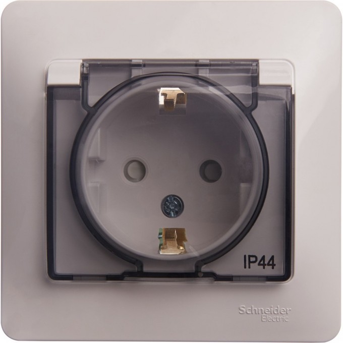 Розетка SCHNEIDER ELECTRIC GLOSSA с заземлением, IP44, со шторкой, с крышкой, в сборе, белый GSL000148 Розетка SCHNEIDER ELECTRIC GLOSSA с заземлением, IP44, со шторкой, с крышкой, в сборе, белый GSL000148