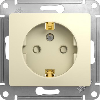 Розетка SCHNEIDER ELECTRIC GLOSSA с заземлением, со шторкой, механизм, бежевый
