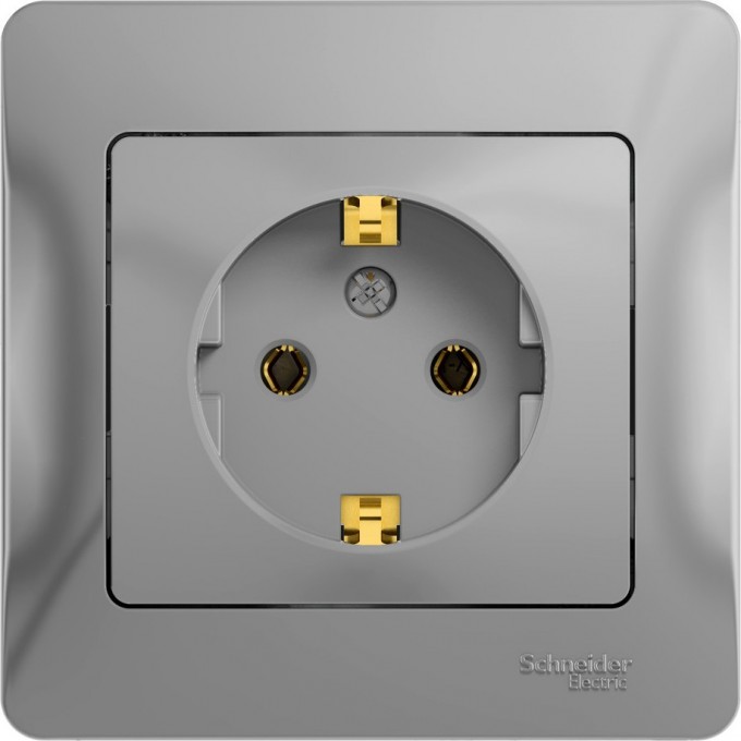 Розетка SCHNEIDER ELECTRIC GLOSSA с заземлением, в сборе, алюминий GSL000342 Розетка SCHNEIDER ELECTRIC GLOSSA с заземлением, в сборе, алюминий GSL000342