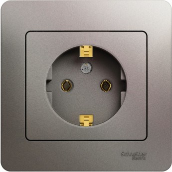 Розетка SCHNEIDER ELECTRIC GLOSSA с заземлением, в сборе, платина