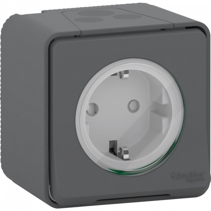 Розетка SCHNEIDER ELECTRIC MUREVA S в сборе, открытая установка, с заземляющим контактом, с защитными шторками, винтовыми клеммами, антрацит, IP55 MUR36731 Розетка SCHNEIDER ELECTRIC MUREVA S в сборе, открытая установка, с заземляющим контактом, с защитными шторками, винтовыми клеммами, антрацит, IP55 MUR36731