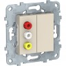 Розетка SCHNEIDER ELECTRIC UNICA NEW, 3 RCA, бежевый NU543144