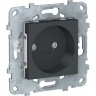 Розетка SCHNEIDER ELECTRIC UNICA NEW без заземления, со шторками, с винтовыми зажимами, 16 А, 250 В, антрацит NU503354