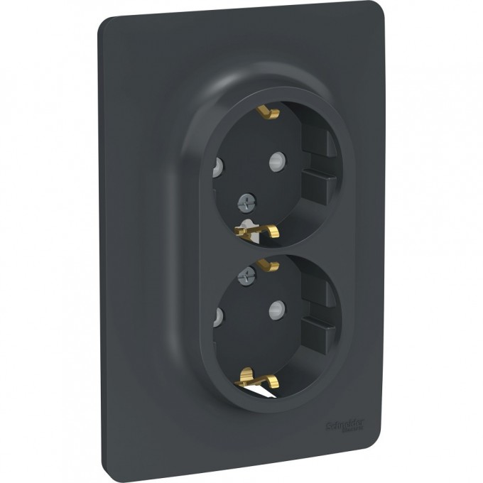 Розетка SCHNEIDER ELECTRIC UNICA NEW двойная, с заземлением, со шторками, с винтовыми зажимами, антрацит NU206754 Розетка SCHNEIDER ELECTRIC UNICA NEW двойная, с заземлением, со шторками, с винтовыми зажимами, антрацит NU206754