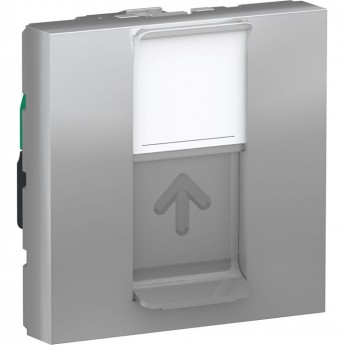 Розетка SCHNEIDER ELECTRIC UNICA NEW компьютерная, RJ45, одиночная, категория 5е STP,2 модуля, алюминий