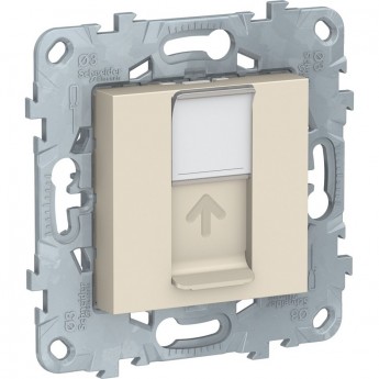 Розетка SCHNEIDER ELECTRIC UNICA NEW с заземлением, со шторками, с крышкой, 16 А, 250 В, IP21, антрацит