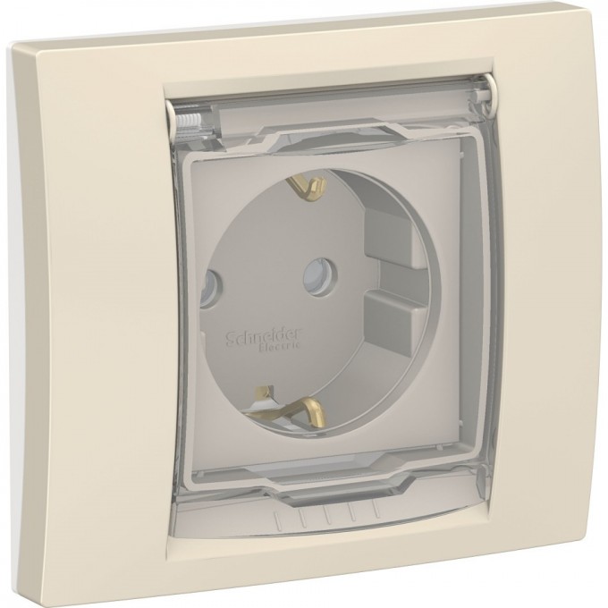 Розетка SCHNEIDER ELECTRIC UNICA NEW с заземлением, со шторками, с крышкой, IP44, бежевый NU003744 Розетка SCHNEIDER ELECTRIC UNICA NEW с заземлением, со шторками, с крышкой, IP44, бежевый NU003744
