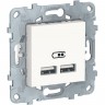 Розетка USB SCHNEIDER ELECTRIC UNICA NEW, 2-местная, тип А+А, 5 В / 2100 мА, белый NU541818