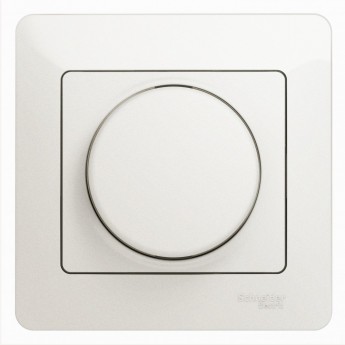 Светорегулятор (диммер) SCHNEIDER ELECTRIC GLOSSA, поворотно-нажимной, LED, RC, 630Вт, в сборе, перламутр