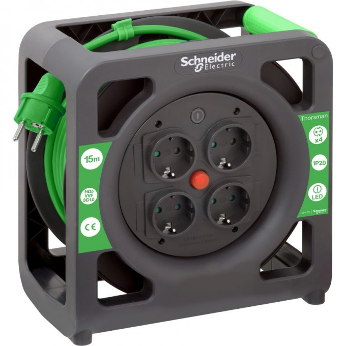 Удлинитель катушечный SCHNEIDER ELECTRIC THORSMAN 4 роз 15м 3х1.0 IP20 IMT33135 Удлинитель катушечный SCHNEIDER ELECTRIC THORSMAN 4 роз 15м 3х1.0 IP20 IMT33135