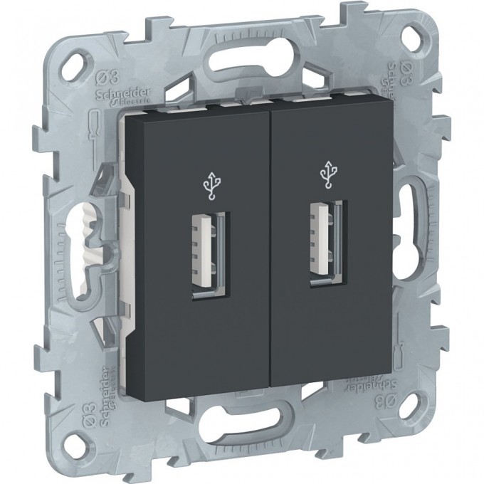 USB-коннектор SCHNEIDER ELECTRIC UNICA NEW, 2-местный, антрацит NU542754 USB-коннектор SCHNEIDER ELECTRIC UNICA NEW, 2-местный, антрацит NU542754