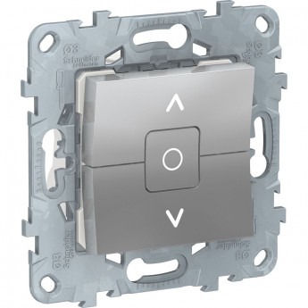 Выключатель 2-клавишный SCHNEIDER ELECTRIC UNICA NEW, для жалюзи, с фиксацией, сх. 4, алюминий