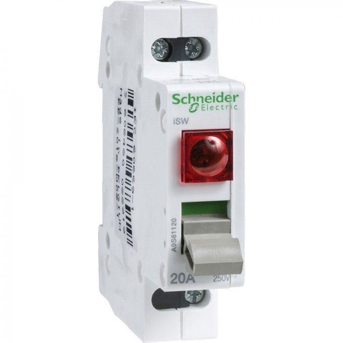 Выключатель нагрузки с индикатором SCHNEIDER ELECTRIC ACTI 9 iSW 2П 20A красный A9S61220 Выключатель нагрузки с индикатором SCHNEIDER ELECTRIC ACTI 9 iSW 2П 20A красный A9S61220