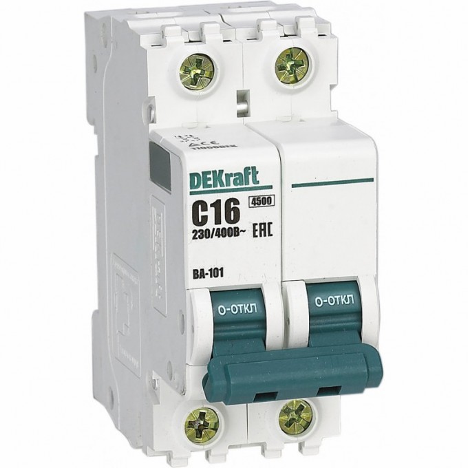 Автоматический выключатель SCHNEIDER ELECTRIC DEKRAFT 2Р 16А х-ка C ВА-101 4,5кА 11066DEK