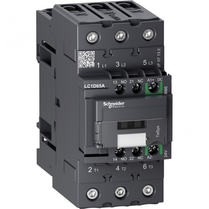 Контактор SCHNEIDER ELECTRIC TESYS 3P EVERLINK AC3 440В 65A, катушка управления 24В DC, пружинный зажим LC1D65ABBE Контактор SCHNEIDER ELECTRIC TESYS 3P EVERLINK AC3 440В 65A, катушка управления 24В DC, пружинный зажим LC1D65ABBE
