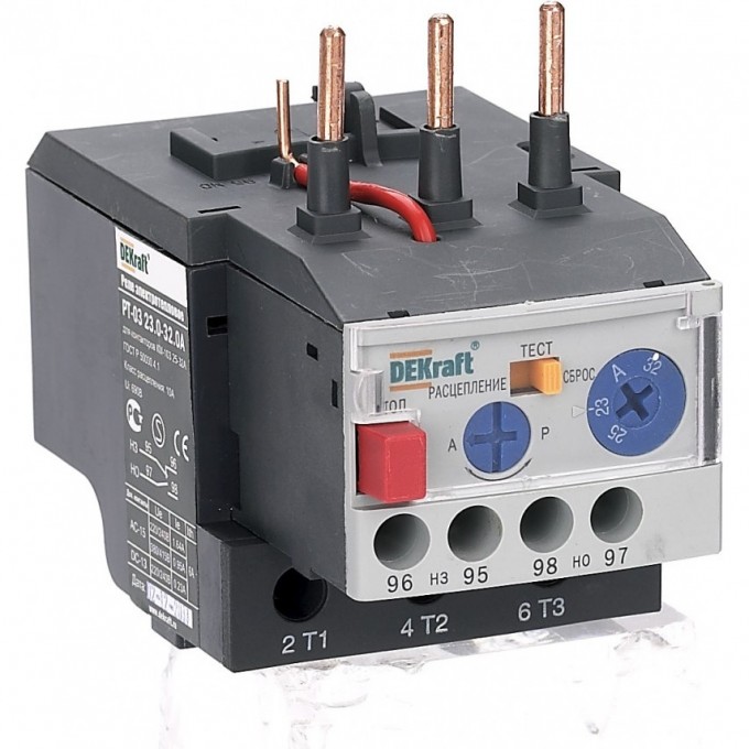 Реле электротепловое для контакторов SCHNEIDER ELECTRIC DEKRAFT 25-32А 23,0-32,0А РТ-03 23122DEK Реле электротепловое для контакторов SCHNEIDER ELECTRIC DEKRAFT 25-32А 23,0-32,0А РТ-03 23122DEK
