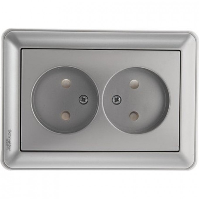 Розетка двойная SCHNEIDER ELECTRIC W59 без заземления со шторками, 16А, в сборе, матовый хром RS16-254-58 Розетка двойная SCHNEIDER ELECTRIC W59 без заземления со шторками, 16А, в сборе, матовый хром RS16-254-58